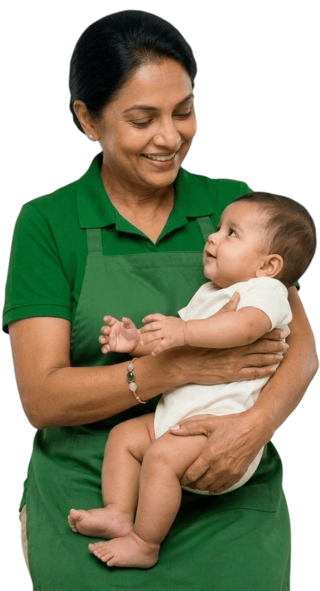 Servlivo trusted caregiver with baby